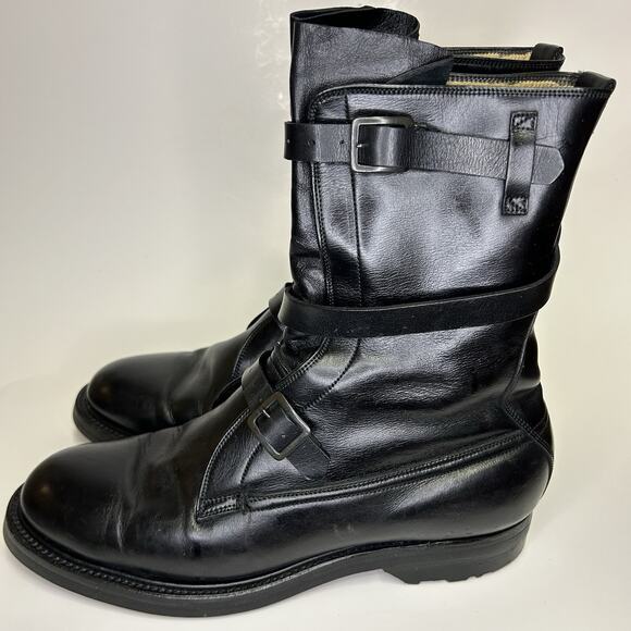 Vintage Dehner\'s Tanker Omaha Black Leather Strap Buckle Moto Boots Sz 8.5 Men\'s main image 13